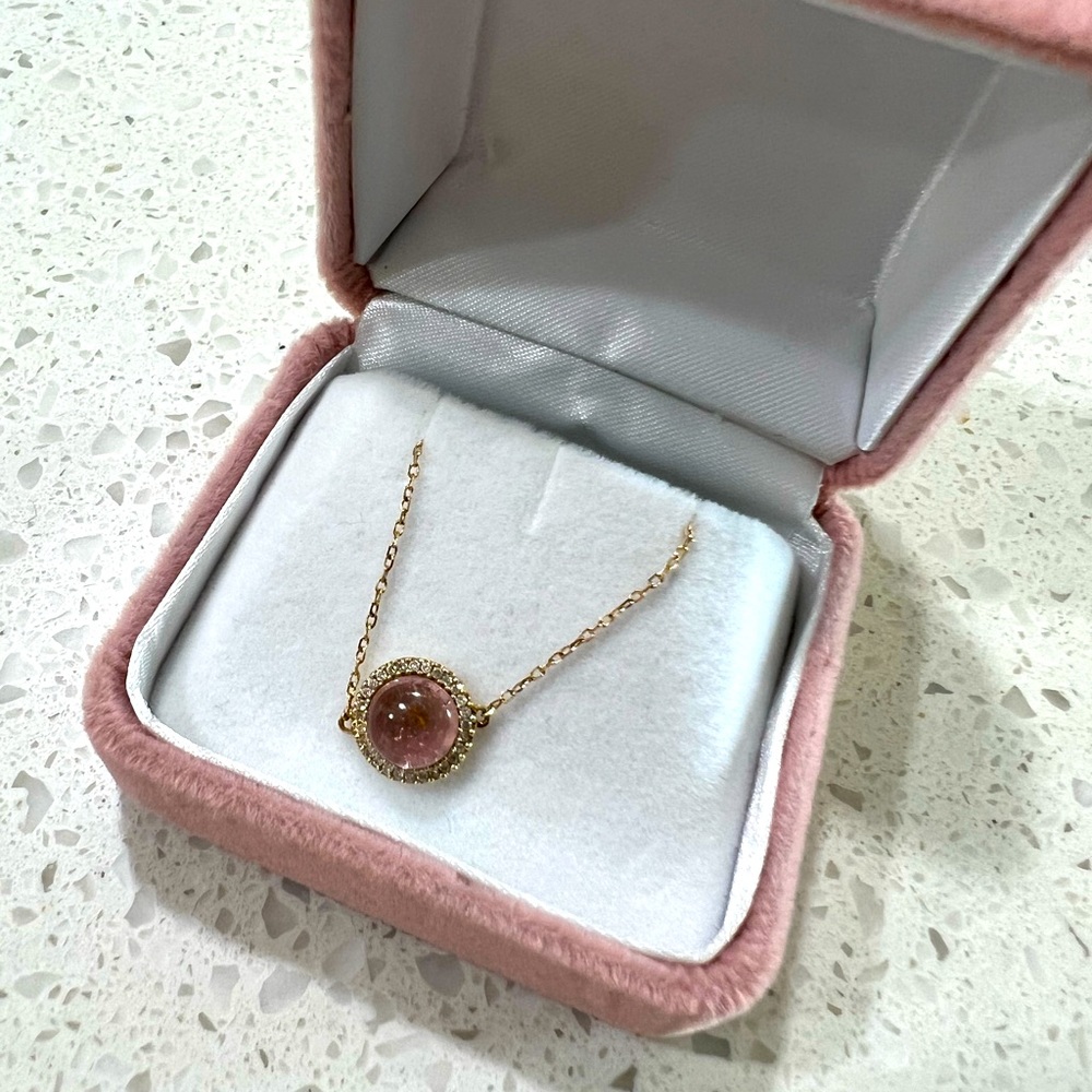 14k solid gold pink tourmaline diamond bracelet